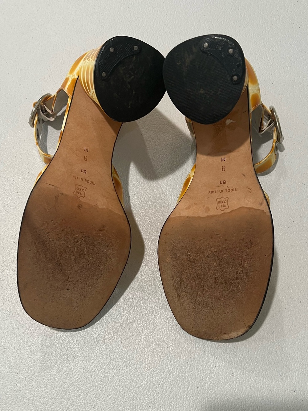 VS made in Italy Vintage 70s disco style crocodile leather Strap Heels Sz 8 - Picture 4 of 10